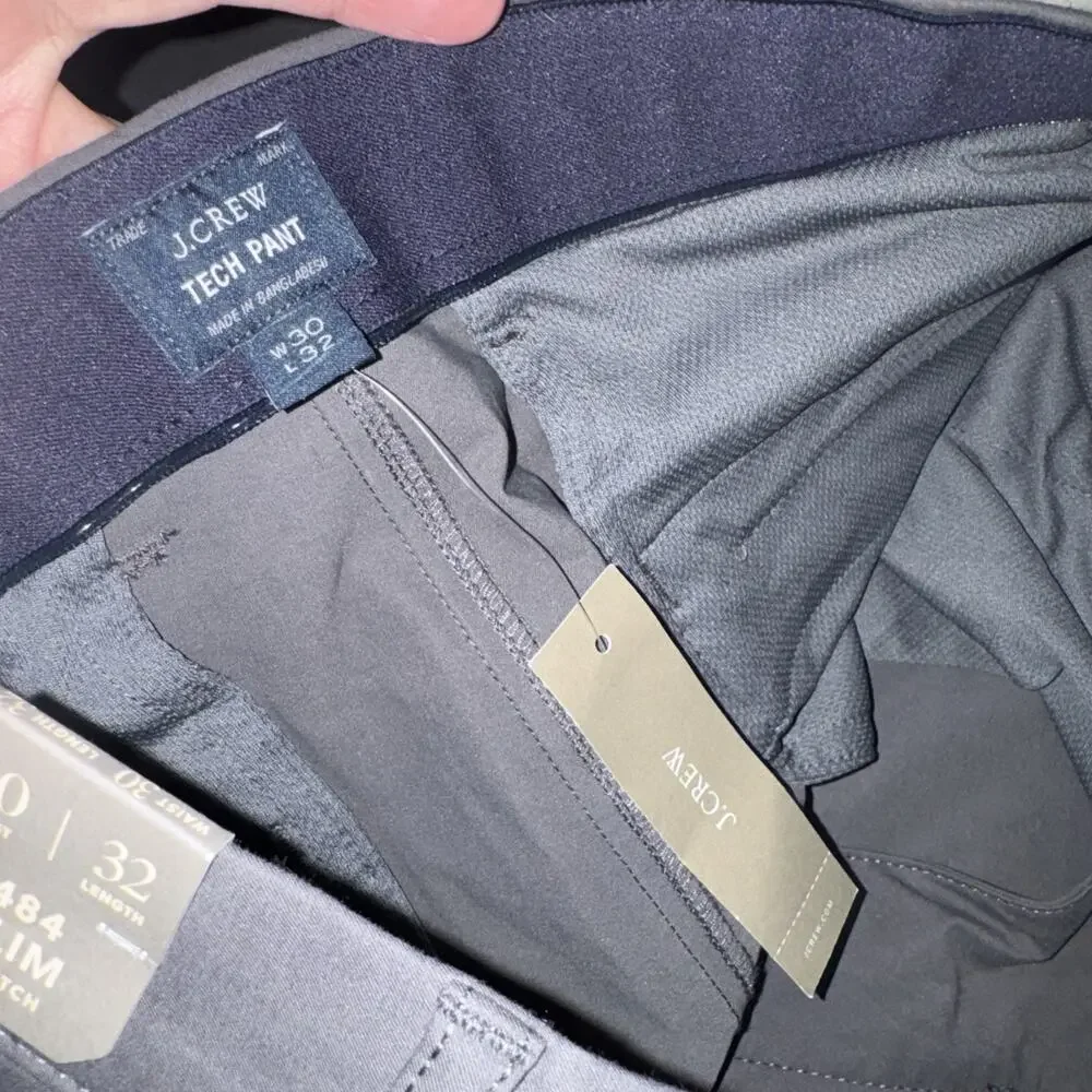 J.Crew Men’s 484 Slim-fit tech Chino pants Bedford Coal Size 30X32 NWT